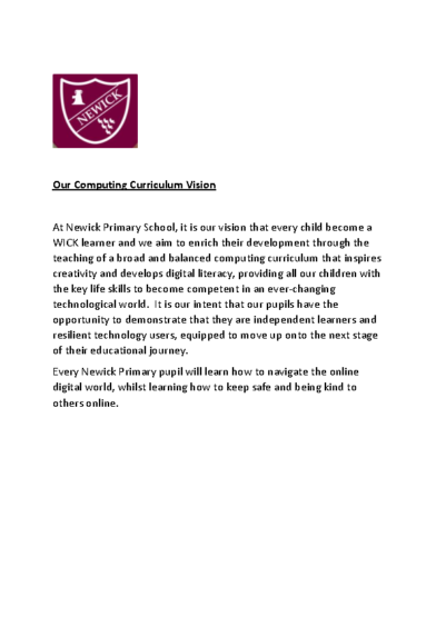 Computing Curriculum Vision