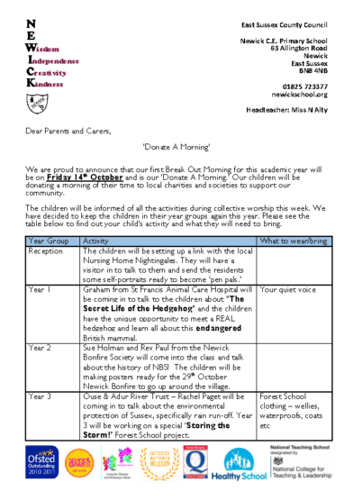 Break Out Donate a Morning Letter