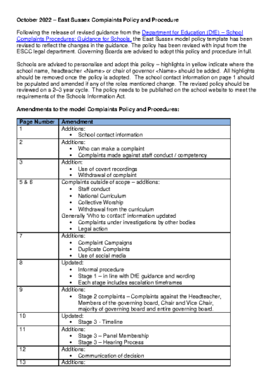 Complaints Policy & Procedure