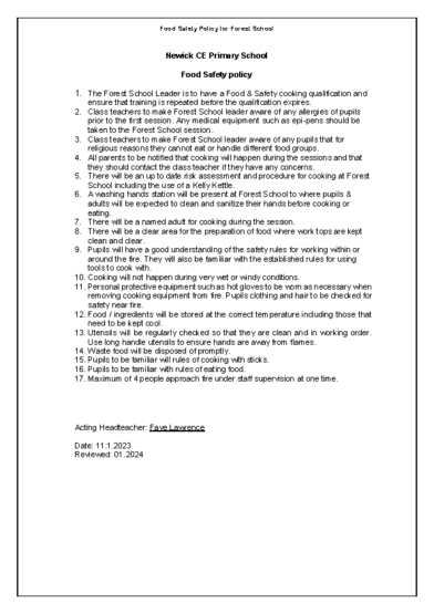 Food Safety Policy
