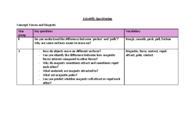 Scientific Questioning – Forces & Magnets
