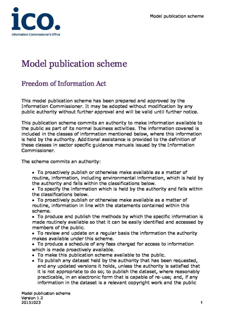 Freedom of Information Act Model Publication Scheme