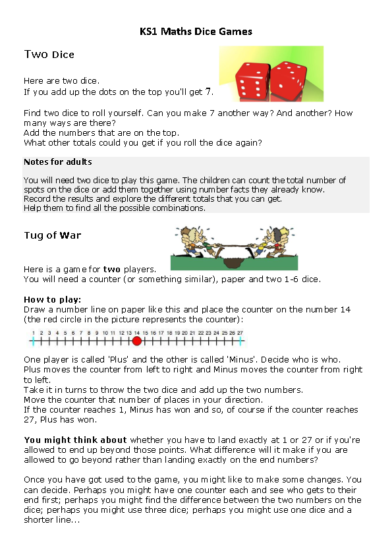 KS1 Maths Dice Games