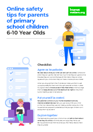 Online Safety Tips for Parents of Primary School Children – 6-10 Year Olds
