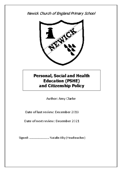 PSHE & Citizenship Policy