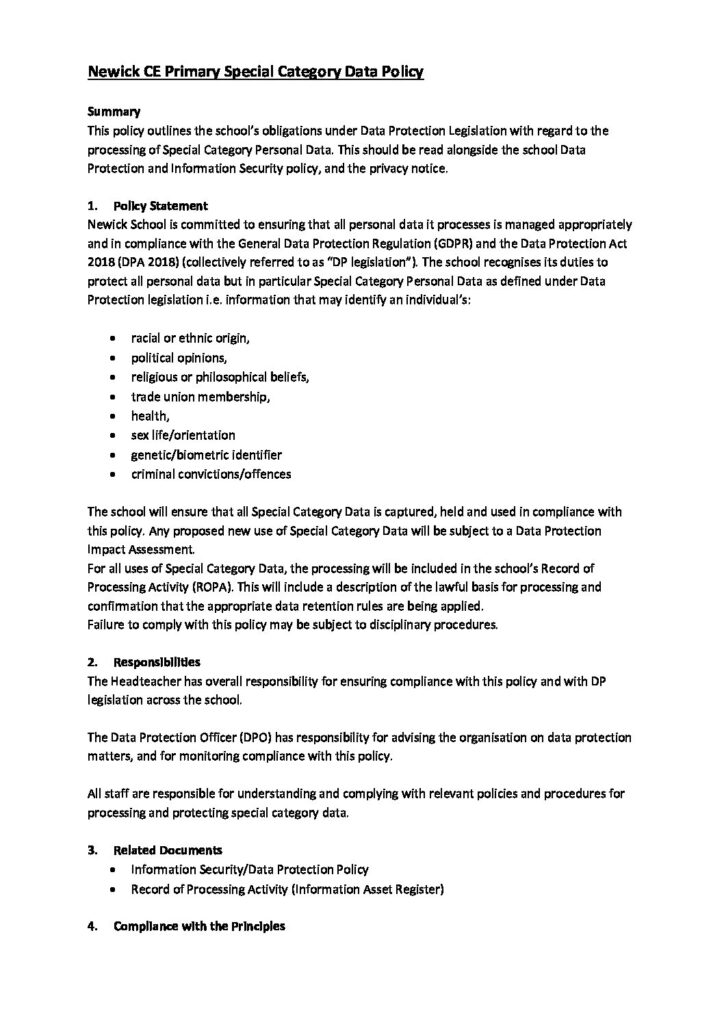 Special Category Data Policy