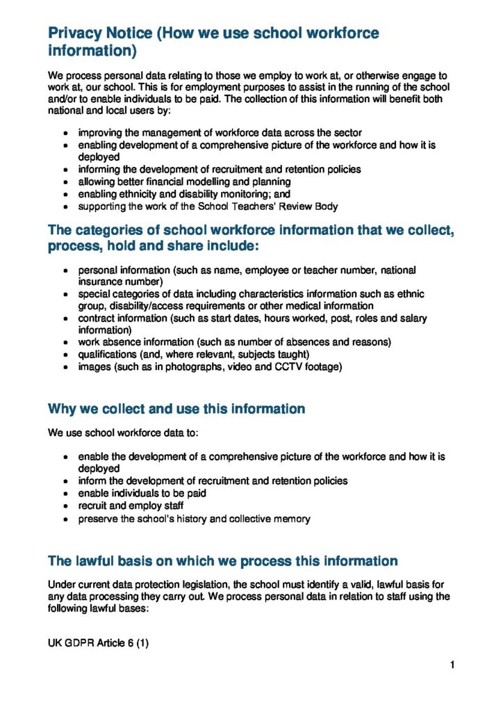 Privacy Notice (Staff)