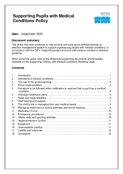 Supporting Pupils with Medical Conditions Policy